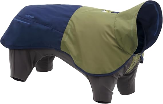 Ruffwear, Sun Shower Dog Raincoat Coverall, Waterproof & Windproof All-Weather Jacket with Full Coverage & Leg Straps, Lightweight & Reflective Dog Gear, Midnight Blue, Large