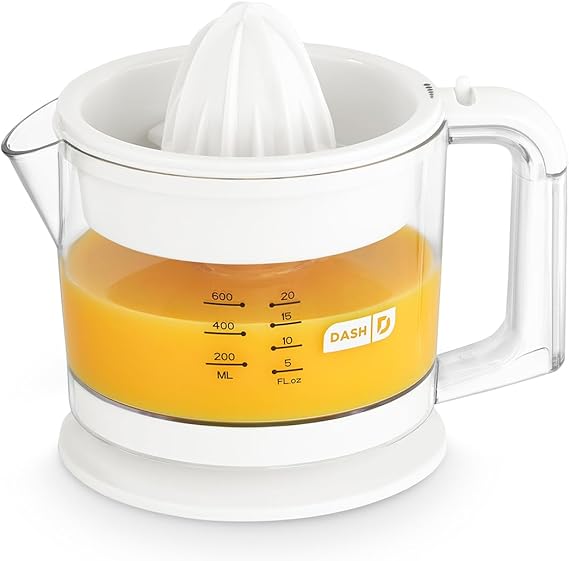 Dash Dual Electric Citrus Juicer Machine - Orange Juicer and Lemon Squeezer with Auto-Reversing Reamer, Adjustable Pulp Control, Mess-Free Spout, 20 oz Juice Container-Lime Squeezer for Home-White