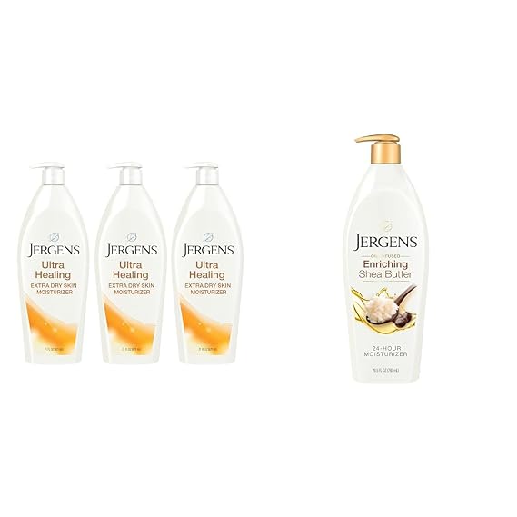 Jergens Ultra Healing Dry Skin Lotion, Hand and Body Moisturizer for Quick Absorption into Extra Dry Skin with Hydralucence Blend & Hand and Body Lotion, Pure Shea Butter Deep Conditioning Body