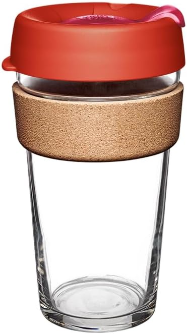 KeepCup Reusable Coffee Cup - Brew Tempered Glass and Natural Cork, L 16oz/454ml - Daybreak
