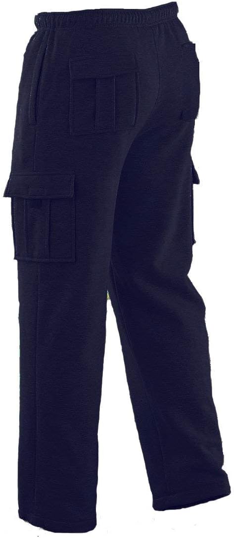 Mens Long Cargo Pants Sweatpants Truck Fleece Lined with Elastic Waistband, Fleeced Cargo Pants S-XXL