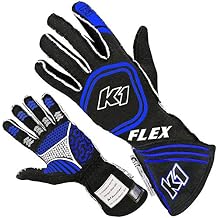 K1 RaceGear k1-23-FLX-NB-L Flex Nomex Driver's Gloves - Black, Blue - Large