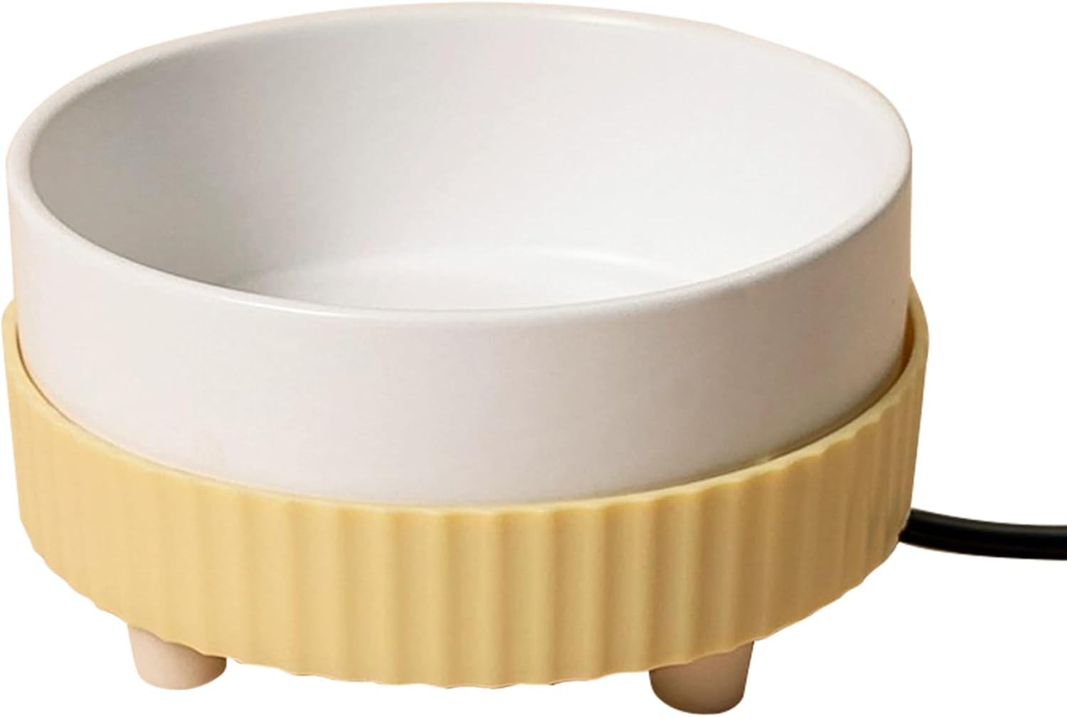 Heated Cat Bowl, Ceramics Cat Feeding Bowls 350Ml Heated Water Bowl for Dogs Cordless Dog Cat Water Bowl Wide Calibre Pets Bowls for Indoor Outdoor, Yellow Base