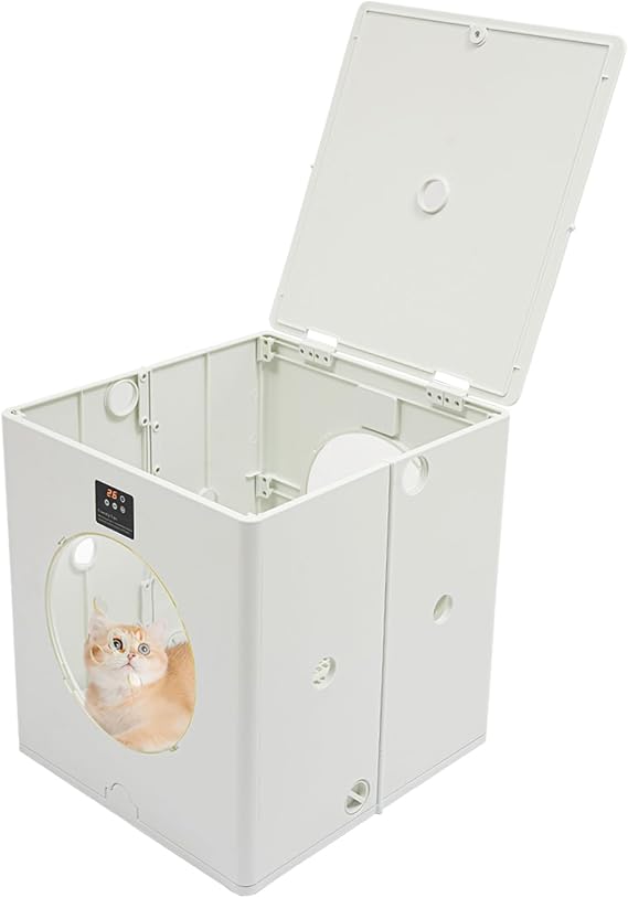 88L Pet Dryer Box 800W Quiet, 35-55C Adjustable, 3 Wind Speeds & 90-Min Timer, Clear View Window for Cats & Dogs Up to 44 lbs, Foldable Drying Chamber, 5.9ft Cord, White