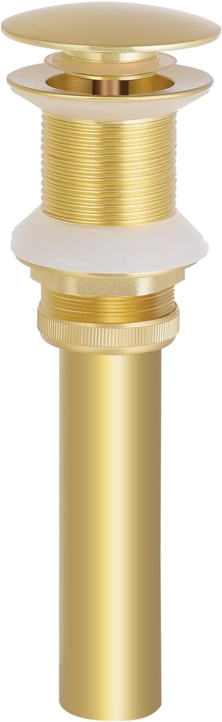 Pop Up Sink Drain Without Overflow, Bathroom Sink Pop Up Assembly Vessel Sink Drain, Brushed Gold