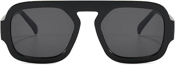 Trendy 70s Square Sunglasses for Women Men,Vintage Square Pilot Sunglasses Fashion Flat Top Shades