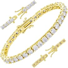 Moissanite Tennis Bracelet for Women Men White/Yellow Gold Plated S925 Sterling Silver D Color VVS1 Round Cut Moissanite Bracelets 3/4/5/6MM 6.5/7/7.5/8inch