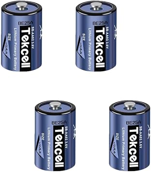 (4-Pack Tekcell SB-AA02 3.6V 1200mAh 1/2AA Non-Rechargeable Lithium Battery Replacement for LS14250 Battery (no Plug)