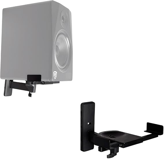 Rockville RHSB8 Adjustable Wall Mount Speaker Brackets (Pair), 180-Degree Swivel, 10-Degree Tilt, 40lb Capacity, Perfect for Home Theater and Studio Monitors | 180 Degree Swivel, 10 Degree Tilt, Fits 5.5"-12" Wide, 40 lb Capacity, Steel, Isolation Pads, Mounting Hardware