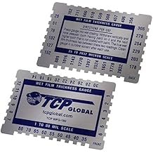 TCP Global Wet Film Thickness Gauge Comb, 1-80 Mil Scale, Step and notched for Paints Resins