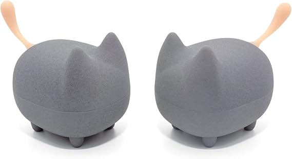 gingo Cute Cat Bluetooth Speaker (Gray*2) | Cat-shaped silicone tail, 40H playtime, TWS pairing, hands-free mic, BT5.3, 70g light, perfect home/office/outdoor/gift