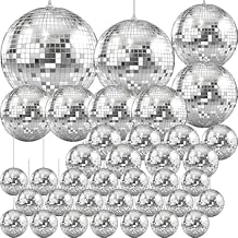 The Dreidel Company Mirror Disco Ball 36-Pack Variety, Silver Hanging Ball with Attached String for Ring, Reflects Light, Fun Party Home Bands Decorations, Party Favor (72-Pack Variety)