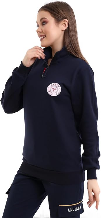 112 Sweatshirt Kışlık Unisex Balıkçı Yaka - Lacivert