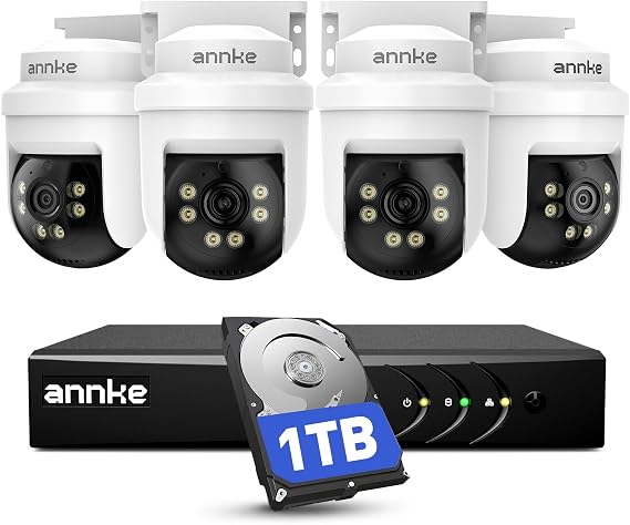 ANNKE 8CH 5MP Wired Outdoor Security Camera System, 4X PT Cameras, 1TB HDD