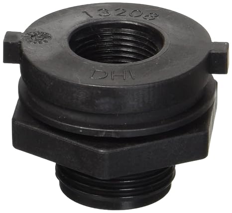Green Leaf TF34P-E Tank Fitting Poly FPT 3/4, 0.75 Inch, Black