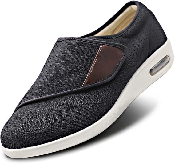 Women's Walking Shoes with Arch Support, Diabetic Shoes Adjustable Closure, Extra Wide Widths Orthopedic Walking Sneakers Diabetic Bunions for Extra Cushioning and Pain Relief Black