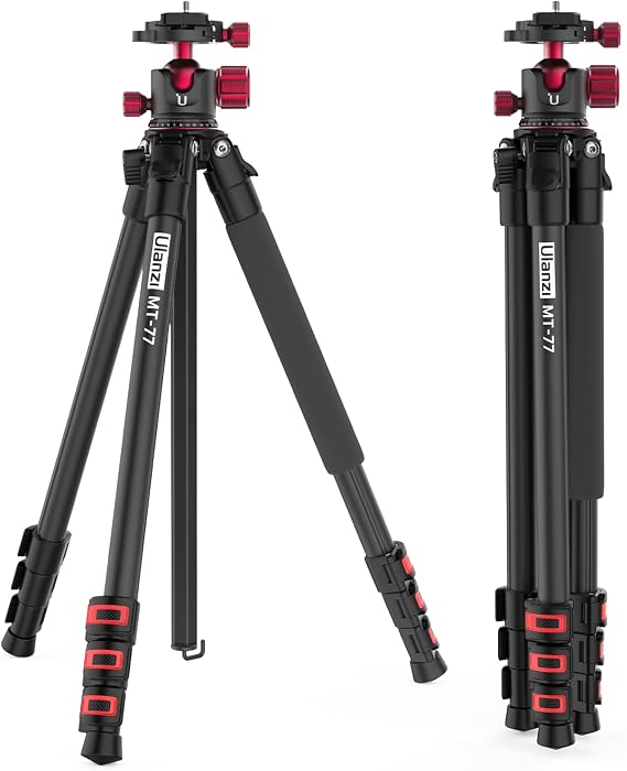 ULANZI MT-77 Ombra Upgraded Professional Camera Tripod, 65" Aluminum Video Tripod W/ 360 Ball Head and Quick Release Plate, Max Load 17.6 LB for Nikon Canon DSLR Camcorder