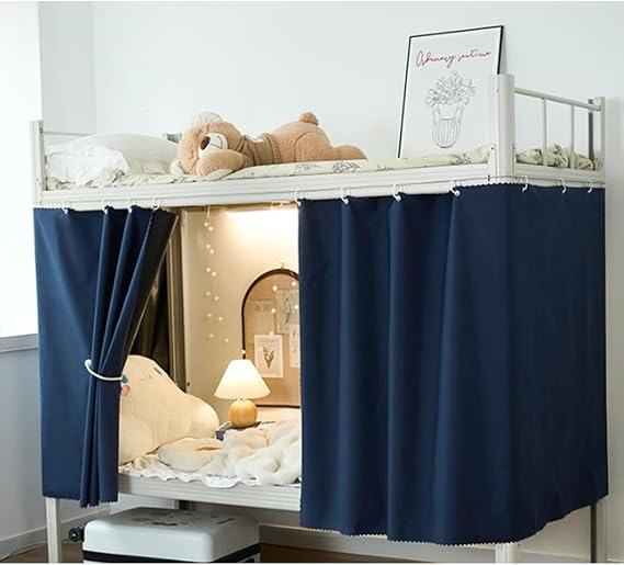 Blackout Bottom Solid Bunk Bed Curtains Students Home Dorm Privacy Room Shading Drapery Lightproof Dustproof Short Curtains for Bedroom Bathroom Privacy Bed Canopy