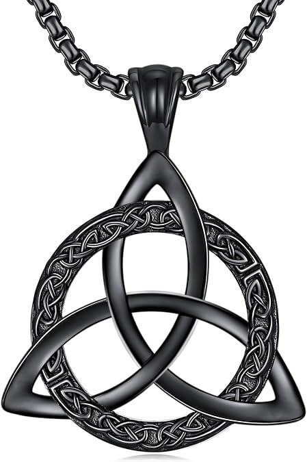 Celtic Necklace for men Sterling Silver Celtic Knot Triquetra Triangle Trinity Necklace Gift for Men