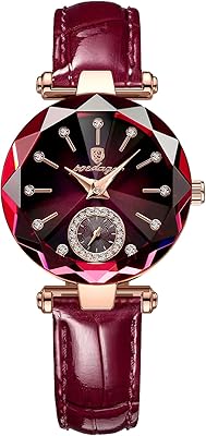 Gosasa Top Brand Luxury Womens Watch Diamond Dial Elegant Watch for Women Leather Quartz Fashion Ladies Wristwatch Waterproof Analog Display Stainless Steel