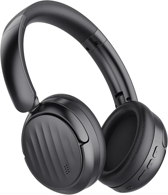 Bluetooth Headphones with Active Noise Cancelling (ANC), Wireless Over Ear Bluetooth Headsets with 35H Playtime, HiFi Stereo Foldable Headphones with Foam Ear Cups for Sports, Travel, Black