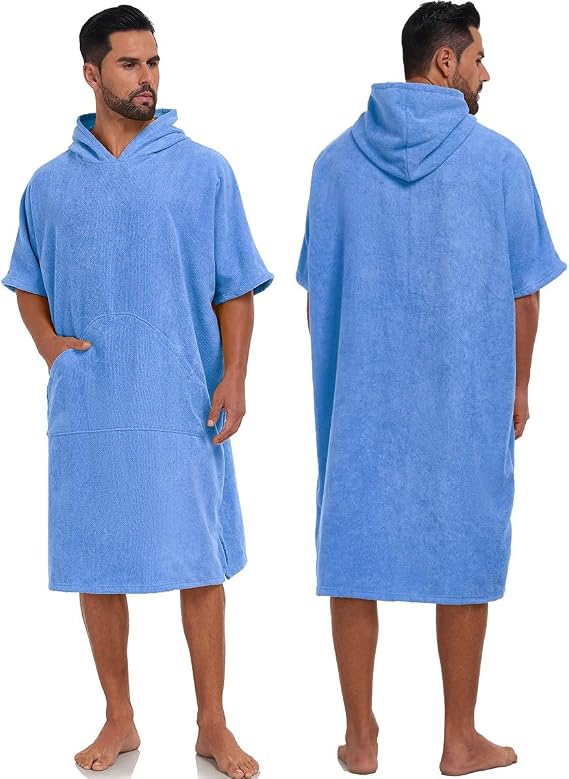 VintageClothing Surf Poncho Changing Robe with Hood, Men Women Thick Quick Dry Microfiber Wetsuit Changing Towel