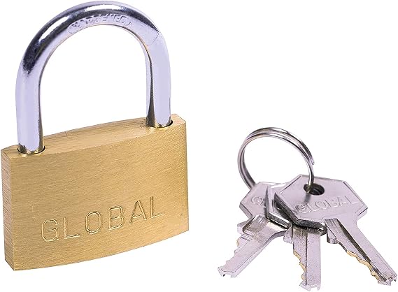 Solid Brass Padlock, 35mm, Hardened Steel Shackle, Solid Brass, Indoor & Outdoor use, Padlock with 3 Keys(1 Pack), Lock for Sheds, Storage Unit, Gym and Fence