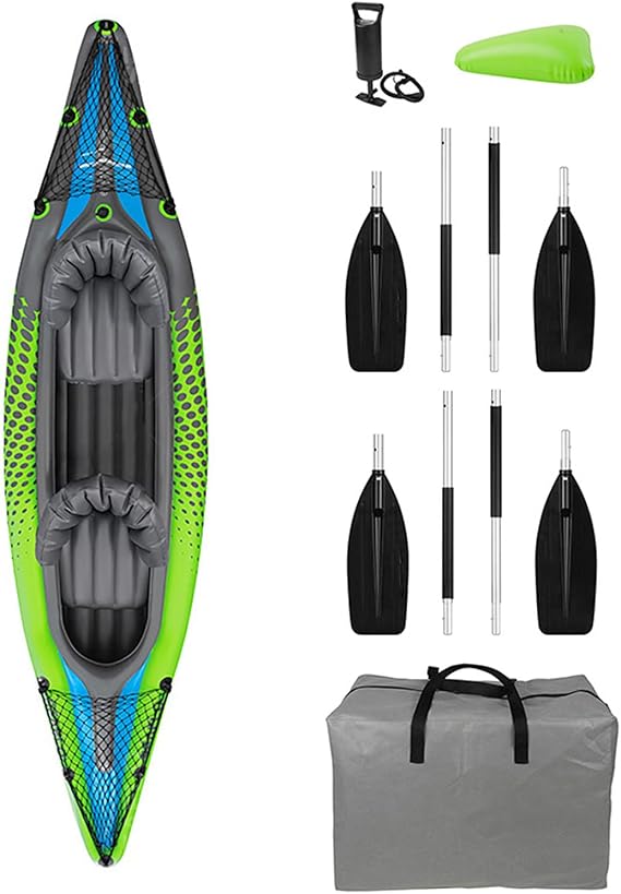 SavvyCraft Inflatable Kayak 2 Person Tandem Kayak with Paddles, Seats, Pump