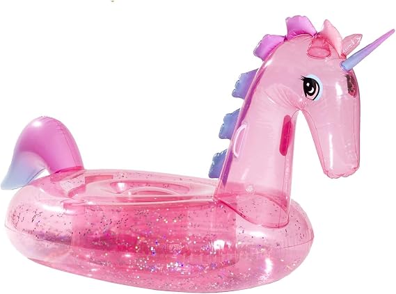 FUNBOY Glitter Unicorn Pool Float, Giant Inflatable Ride-On