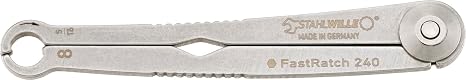 Stahlwille 41100808 Ratchet Wrench, FastRatch, Made of Hardened & Tempered Stainless Steel, Used to Tighten/Loosen Nuts & Bolts, Especially Suitable for Union Nuts, Size 8mm/ 5/16-Inch, L. 121.4 mm
