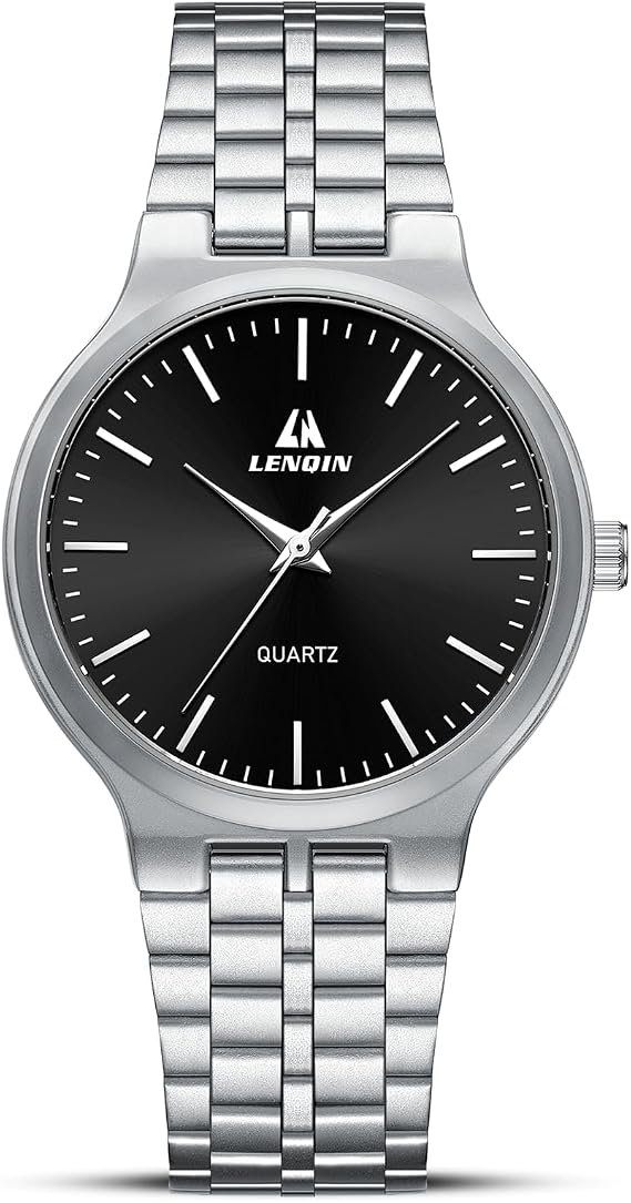 LN LENQIN Mens Watches Stainless Steel Watches for Men Classic Analog Quartz Watch Waterproof Men's Wrist Watch