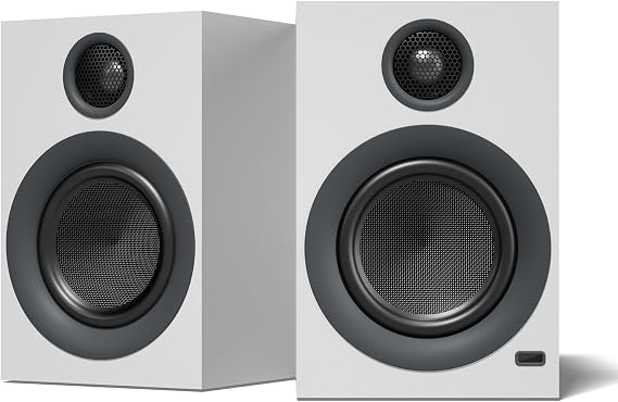 BS1 Powered Bluetooth Bookshelf Speakers, Set of 2, Matte White