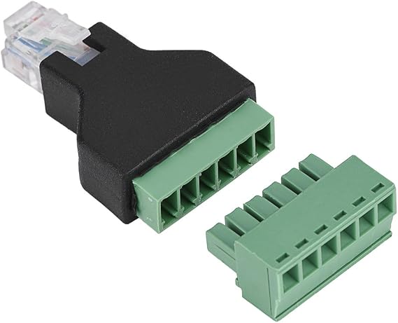 FOSA RJ12 6P6C Male to Screw Terminal Adapter, High Strength Flame Retardant Plastic, Compact Design for CCTV Security Systems