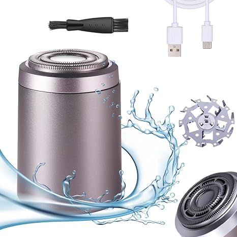 Men's Electric Shaver 2025 Mini Electric Shaver IPX7 Waterproof Electric Shaver Men's 2-in-1 Wireless Rotation Shaver for Face Wet and Dry Shaver (02#-Purple)