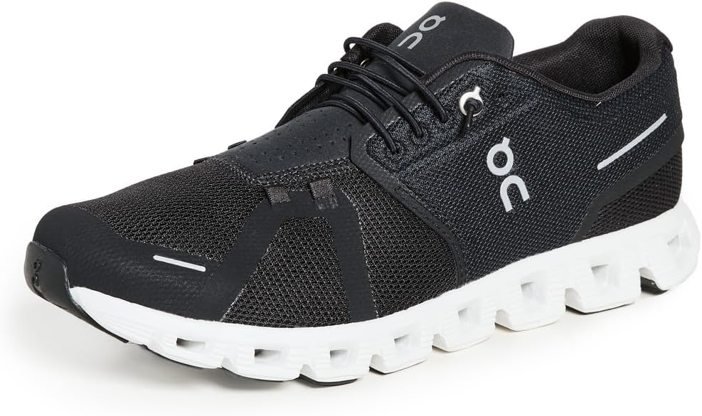 On Mens Cloud 5 Sneakers, BlackWhite, 9.5 Medium US
