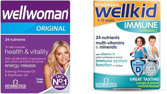 Wellwoman Original 90 Tablets Bundle with Wellkid Immune Chewable