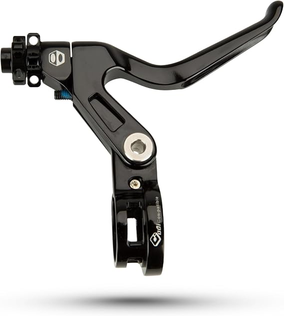 Box One Genius BMX Brake Lever with Clamp Three Cold Forged V-Point Reversible Flip Bicycle Brake Levers Adjustable Reach for Precision Control, Anodized with Laser-Etched Graphics Finish