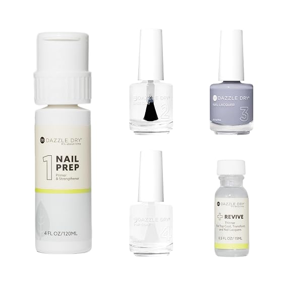 Dazzle Dry Full System Kit - Fresh Start - A milky lavender gray. Semi-sheer. Cream. (5 Piece Kit)