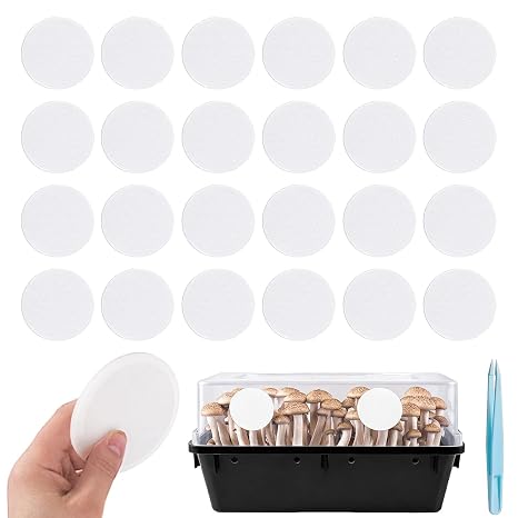 24-Pcs 3" Monotub Adhesive Filter Disks - 2mm Thick Monotub Filter Discs for Mushroom Growing Supplies - Replacement Filter Pads for Monotub Filters and Fruiting Chambers