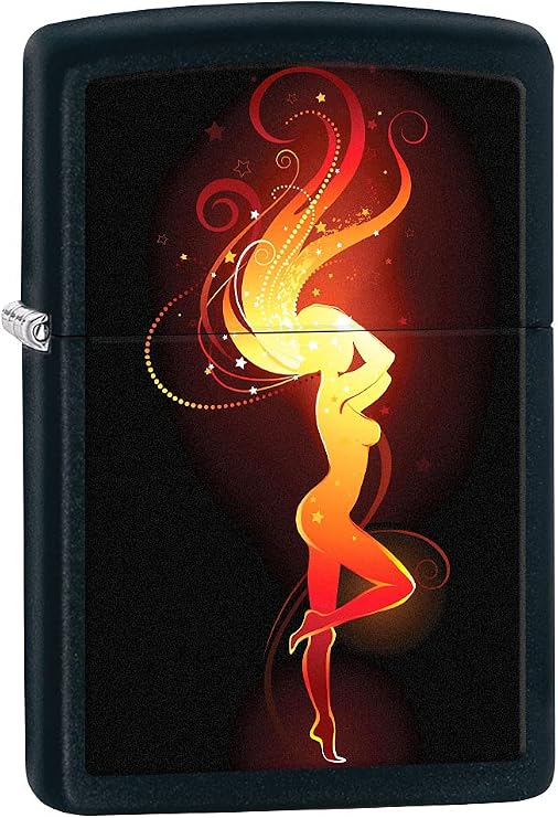 Zippo Lighter: Fiery Woman - Black Matte 80827