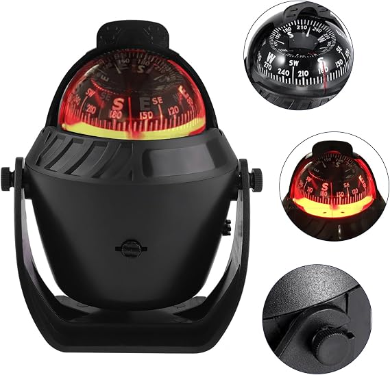 Vehicle Dashboard Compass for Car LED Light Auto Dash Mount Navigation Automobile Direction Indicator for Car Boat Truck