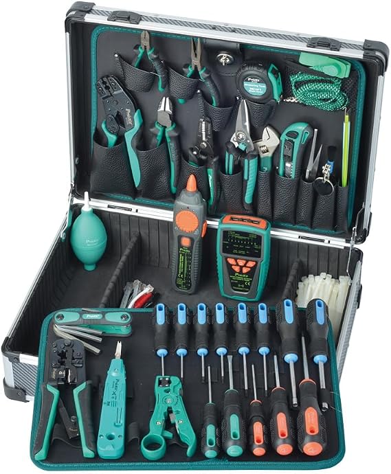 Pro'sKit Tool solutions PK-1938M2 Professional Telecom & Networking Tool Kit Computer & Networking Surveillance System Installation & Maintenance(PK-1938M2)