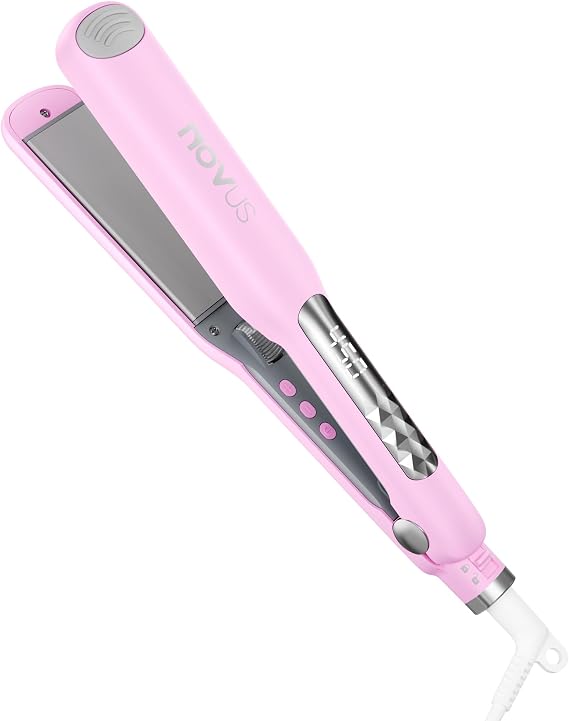 NOVUS Flat Iron Fast Heating Ceramic Hair Straightener Irons with 1.4" Wide Floating Board Adjustable Temperature alisador de Cabello Negative Ions Straightener