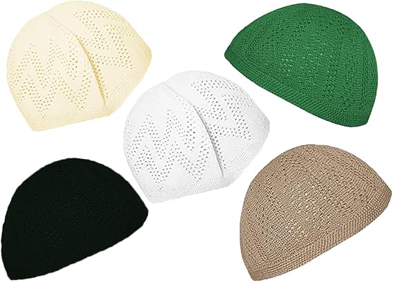 Hat Muslim Wholesale Kofi Lot of 3 Pcs Colors Kufi Koofi Topi Cotton Turkish Skull Cap Muslim Islamic Prayer Takke Knit Style Helmet Liner Caps for Men Multicolor