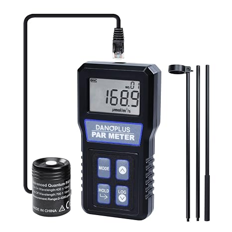 PAR Meter, Par Meter for Reef Tank IP68 Waterproof Aquarium PAR Meter, 400-700nm Spectral Range PPFD Meter Data Logger, 37" Telescopic Pole, 79'' Sensor Cable Included
