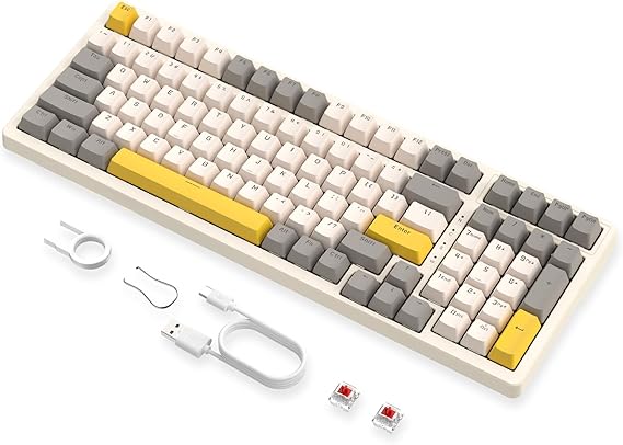 MAGIC-REFINER K3MAX Wired Gaming Keyboard, Apex Pro TKL Mechanical Keyboard 75% with 18 RGB LED Backlit, Compact Retro Keyboard Hot Swappable 100 Keys, Anti-ghosting MX Linear Red Switch, for Win/Mac