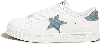 LUCKY STEP Womens Fashion Star Sneaker Lace Up Low Top Comfortable Cushioned Walking Shoes