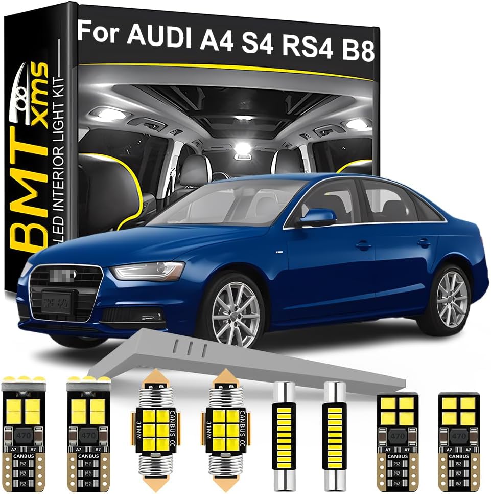 BMT xms LED Interior Light Kit Replacement for Audi A6 S6 RS6 C7 Sedan Wagon 2012-2016, 6000K White Light, 20 Pieces