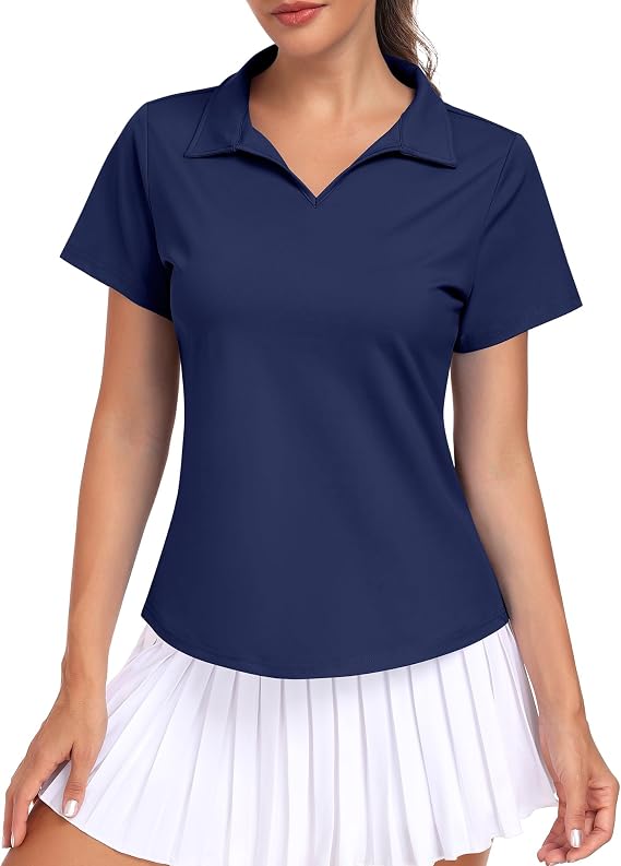 JoyGirl Womens Polo Shirts Golf Shirt Collared V-Neck Short Sleeve Tennis Shirt UPF 50+ Quick Dry Moisture Wicking Golf Tops
