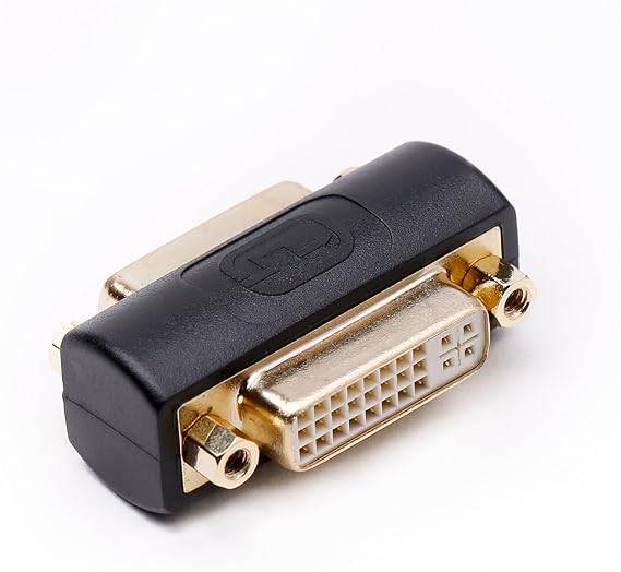 DVI Coupler Female to Female Gender Changer Bulkhead Mount Adapter (Black Gold Plated)
